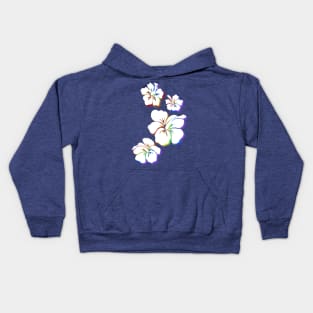 Hibiscus white with rainbow accents Kids Hoodie